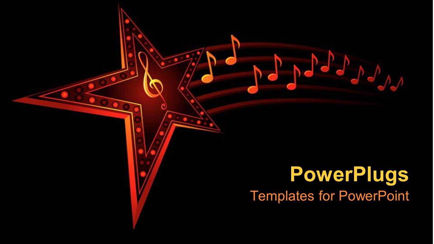 Colorful Star with Trail of Music Notes in Black Background