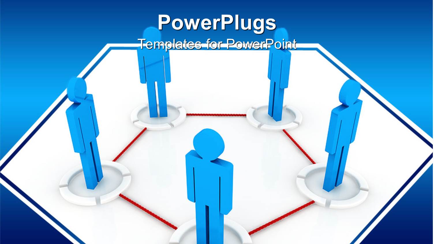 Communications Diagram with Blue People Connected by Red Pentagon, Business, Human Resources, Networking