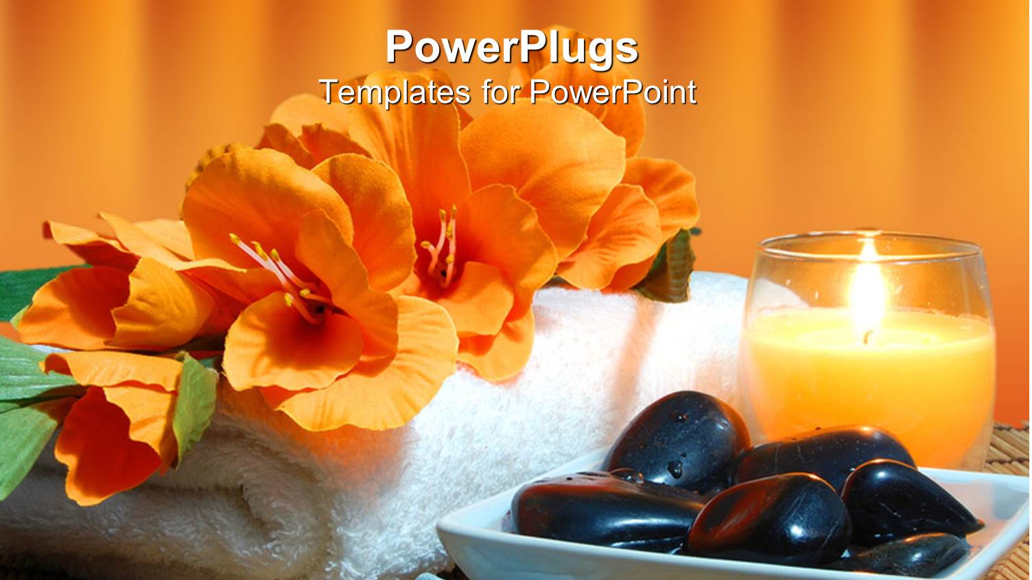 Complete Spa Essentals of a Towel, Candle and Flowers