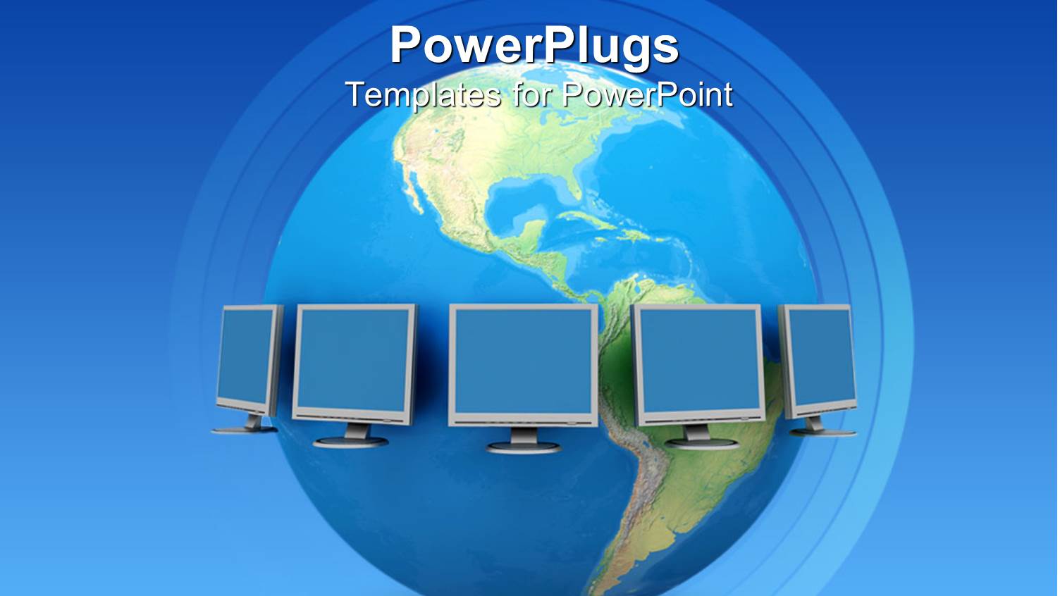 Computer Monitors Surround the Earth Globe Depicting Global Communication