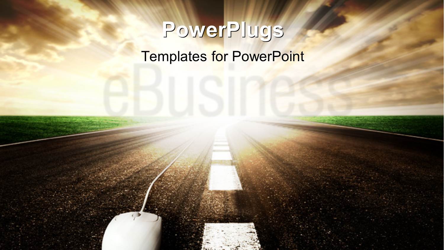 Computer Mouse on Highway with Text e-Business Depicting Fast Connectivity 