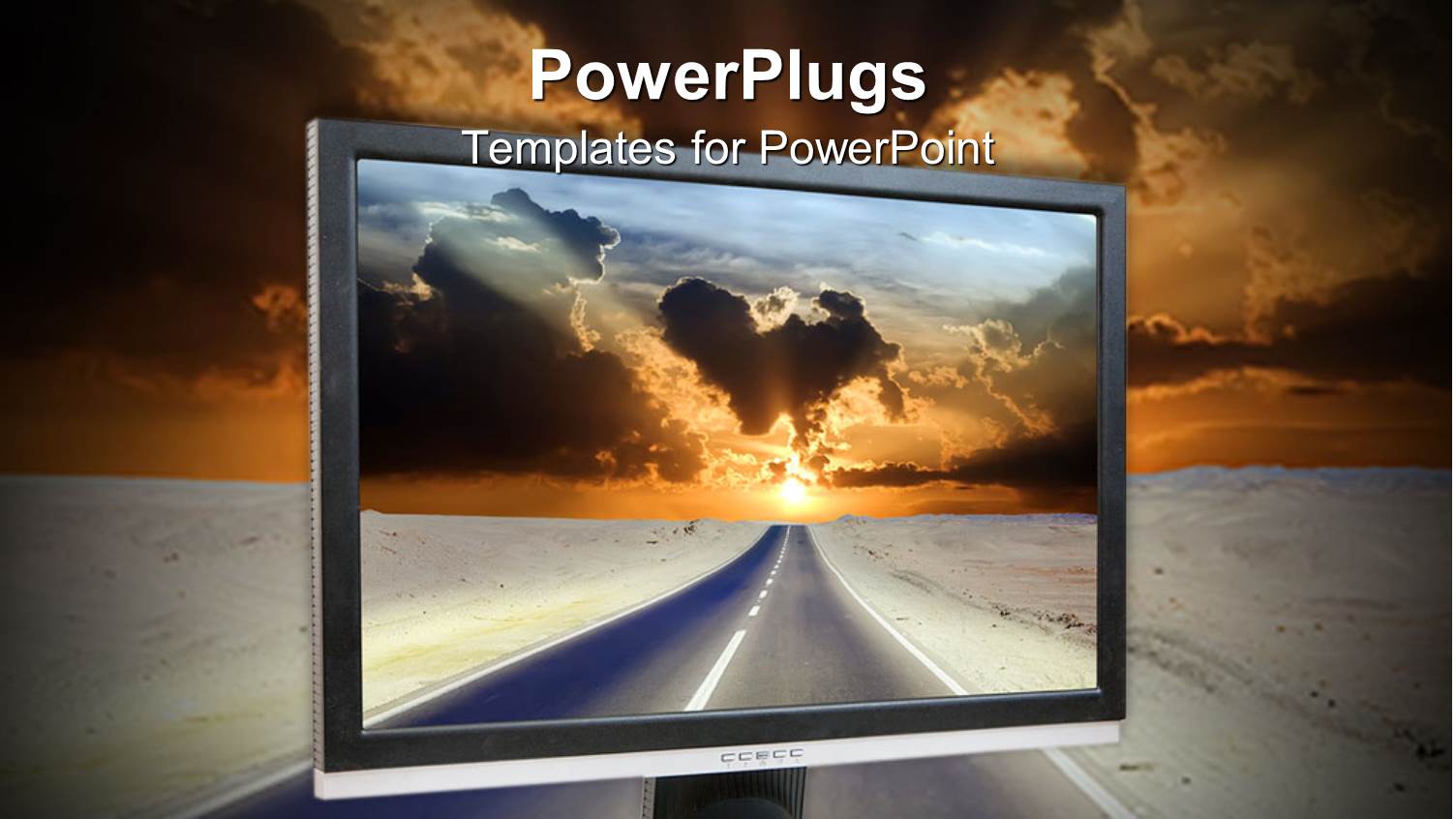 Computer Screen of Highway at Sunrise on Road Landscape