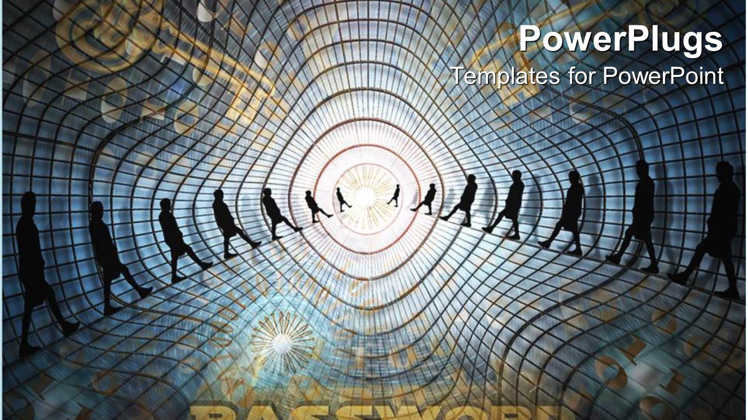 Computer Security Metaphor with People Walking, Gold Keys, Password Protected