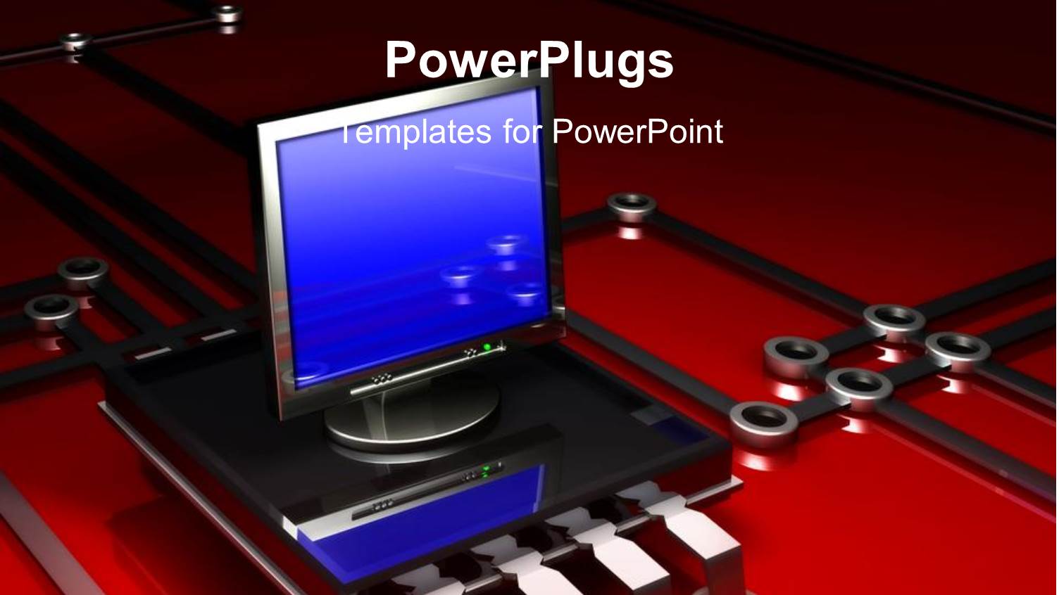 Computer on Simple Microchip and Electronic Circuit Red Black Background