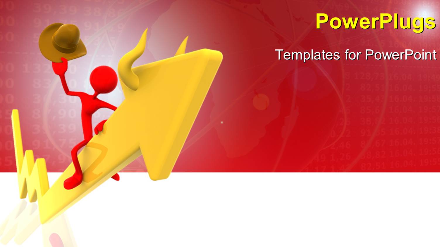 a Red 3D Character Sitting on a big Yellow Arrow