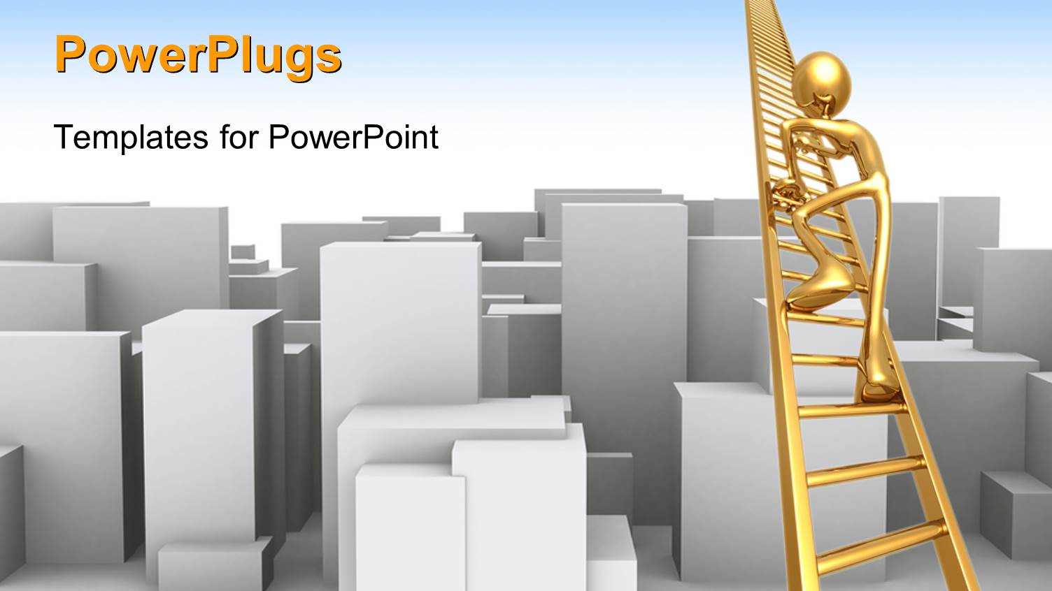 a Person on a Ladder with a Number of Boxes in Background