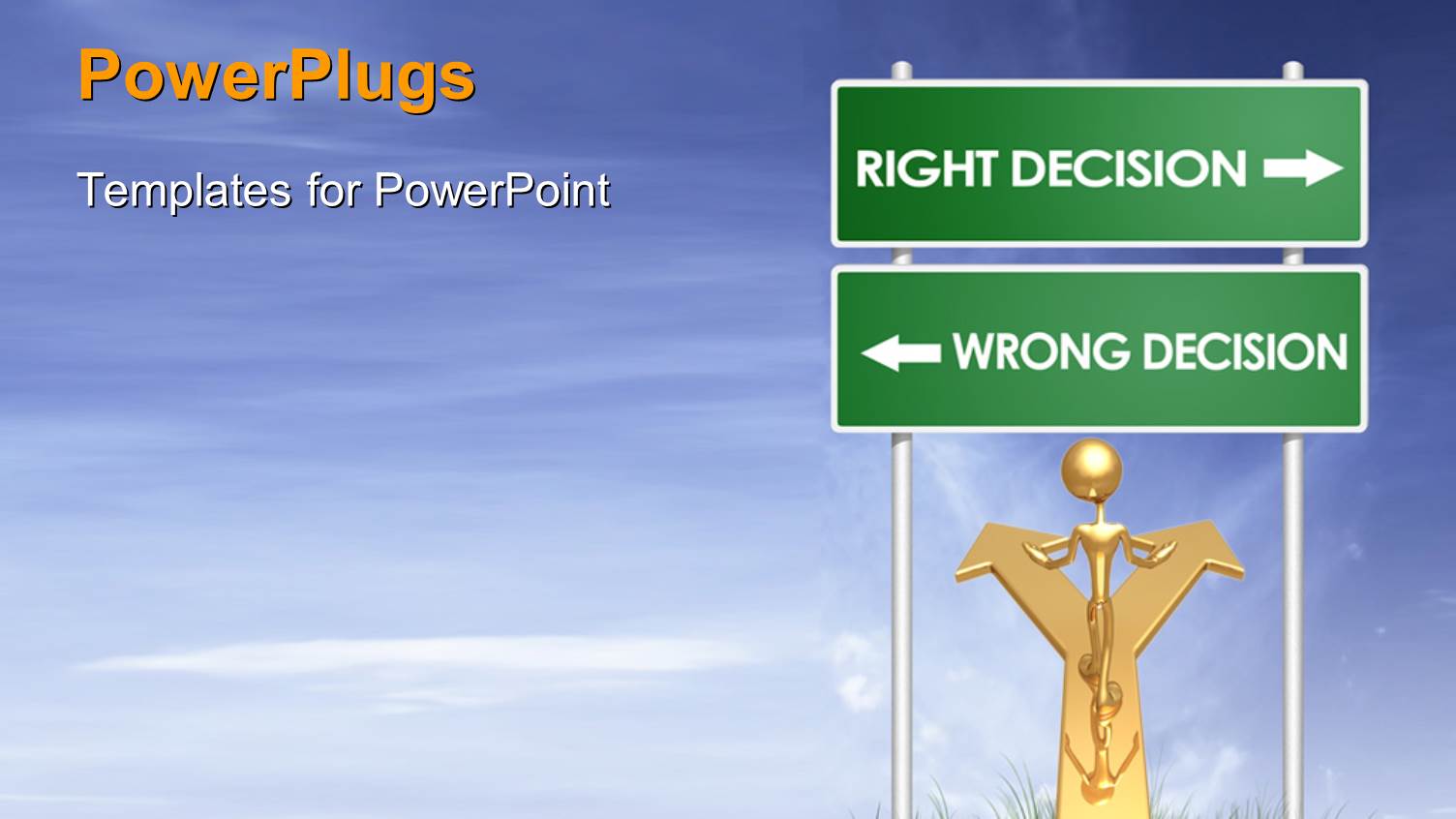 a Number of Signs with a Person and Bluish Background