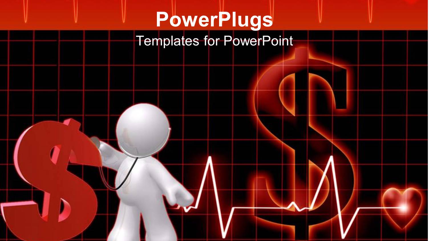 Concept of Public Healthcare Cost Represented by Red Dollar Sign with 3D White Figure and Heart Monitoring Line Leading