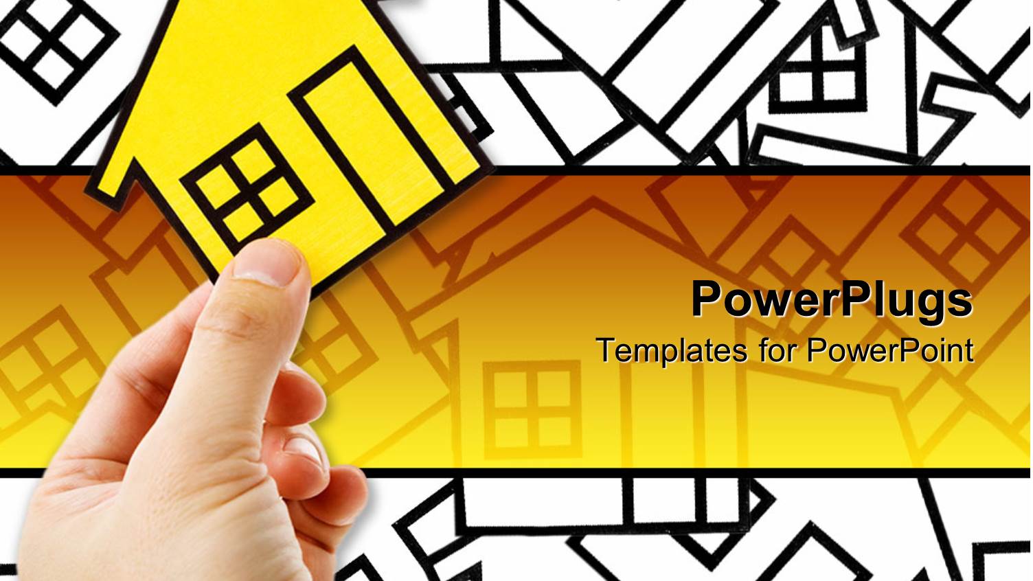 Conceptual Design for Real Estate, little White Card Board Homes with a Yellow Home on the Front in a Man Hand