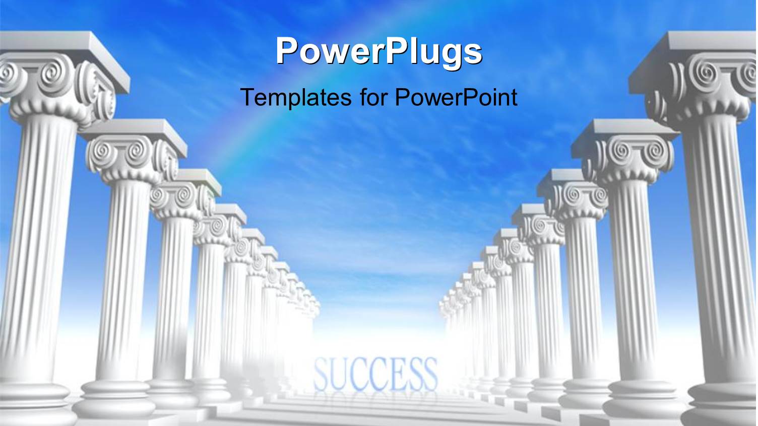 Conceptual Iconic-Style Greek Architecture with Rainbow in Sky