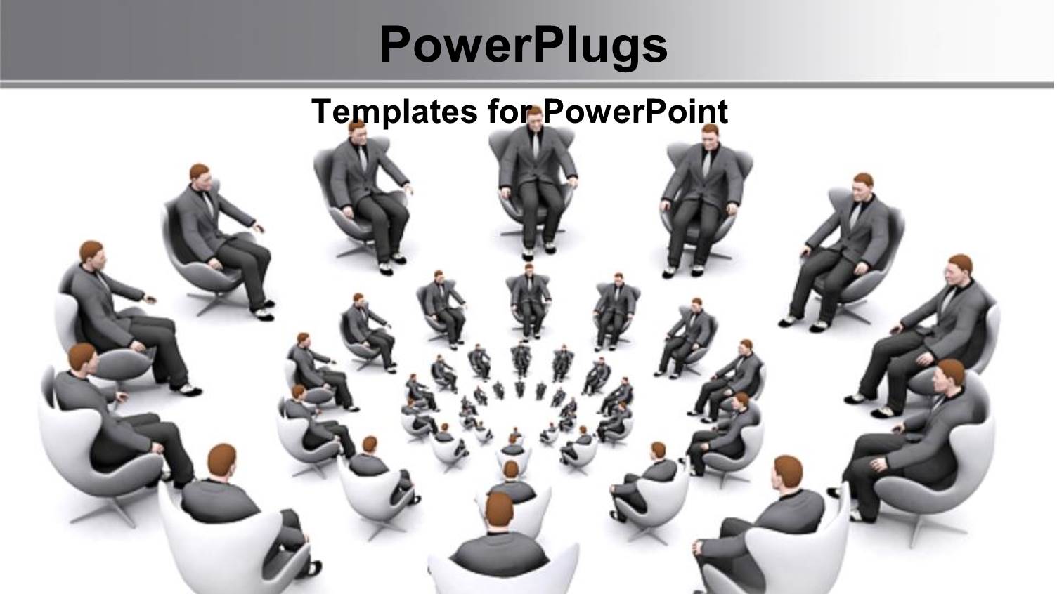 Conference Room with Business Men Sitting in White Office Chairs