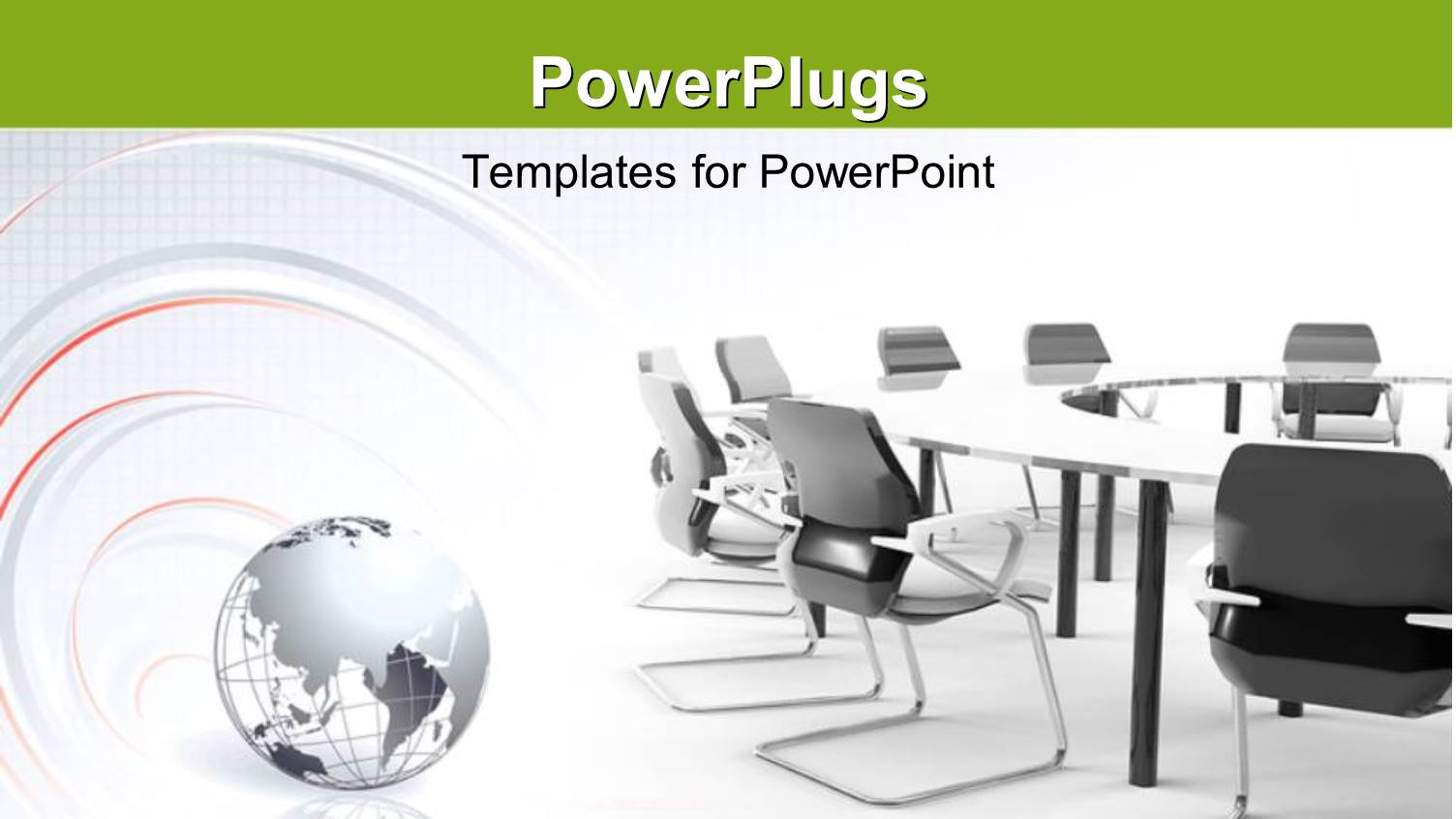 Conference Tables and Chairs with Chrome Earth Globe on White Surface