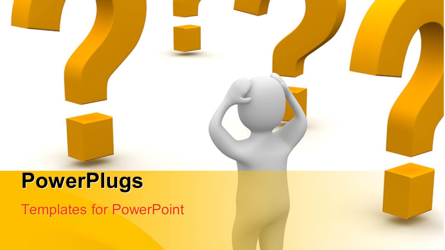 Confused White Figure Surrounded by Orange Question Marks