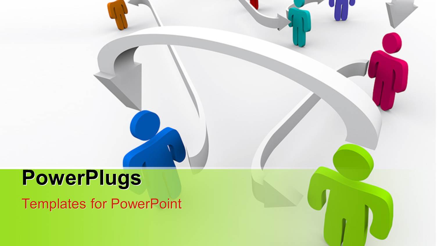 Connectivity Concept Using Several Colored Humanoids Connected by Arrows with White Color