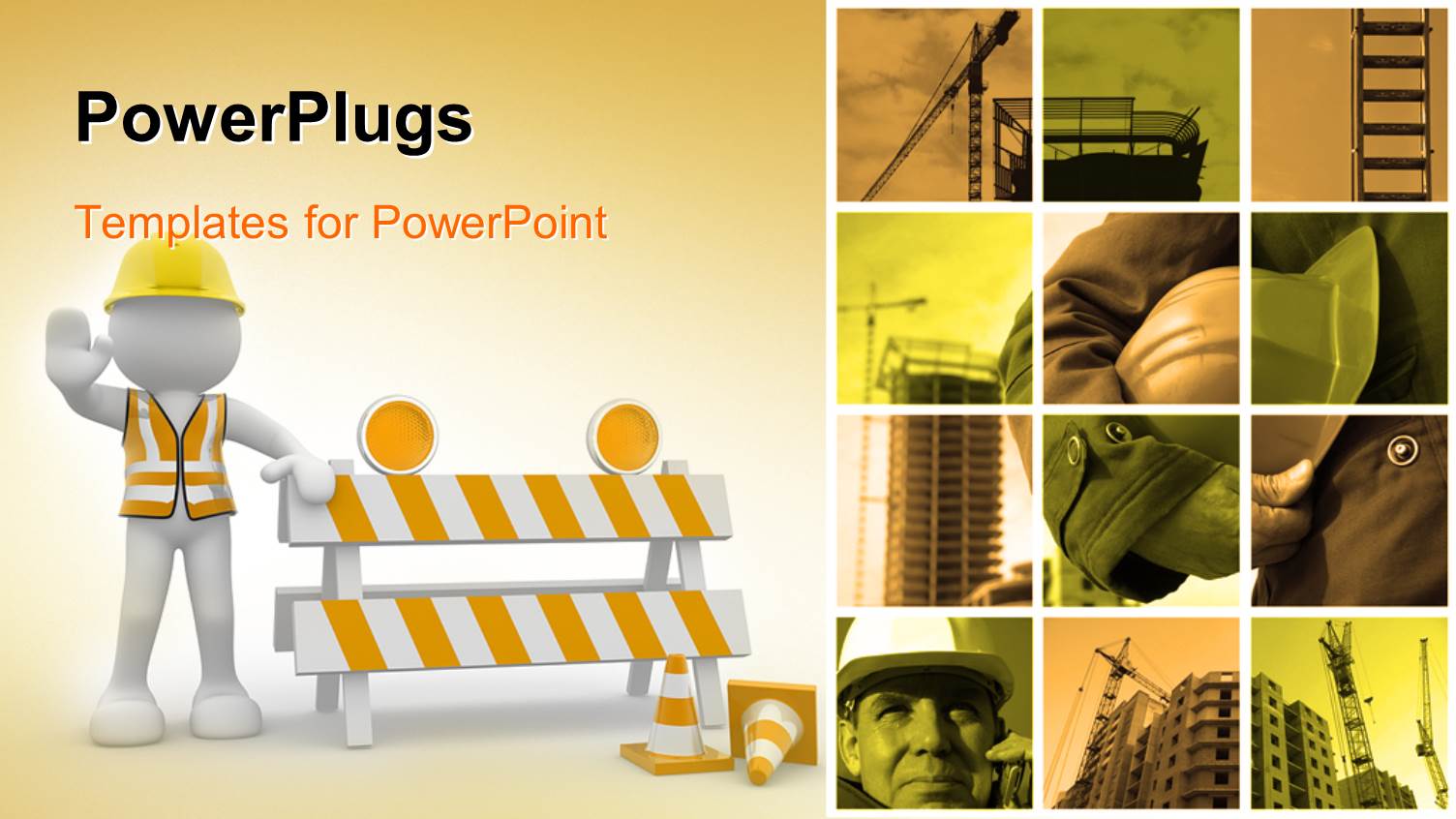 Construction Concept with a Collage and an Engineer with a Barrier