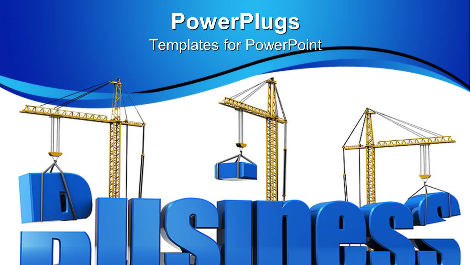 Construction Cranes Building 3D Business Text on White Background