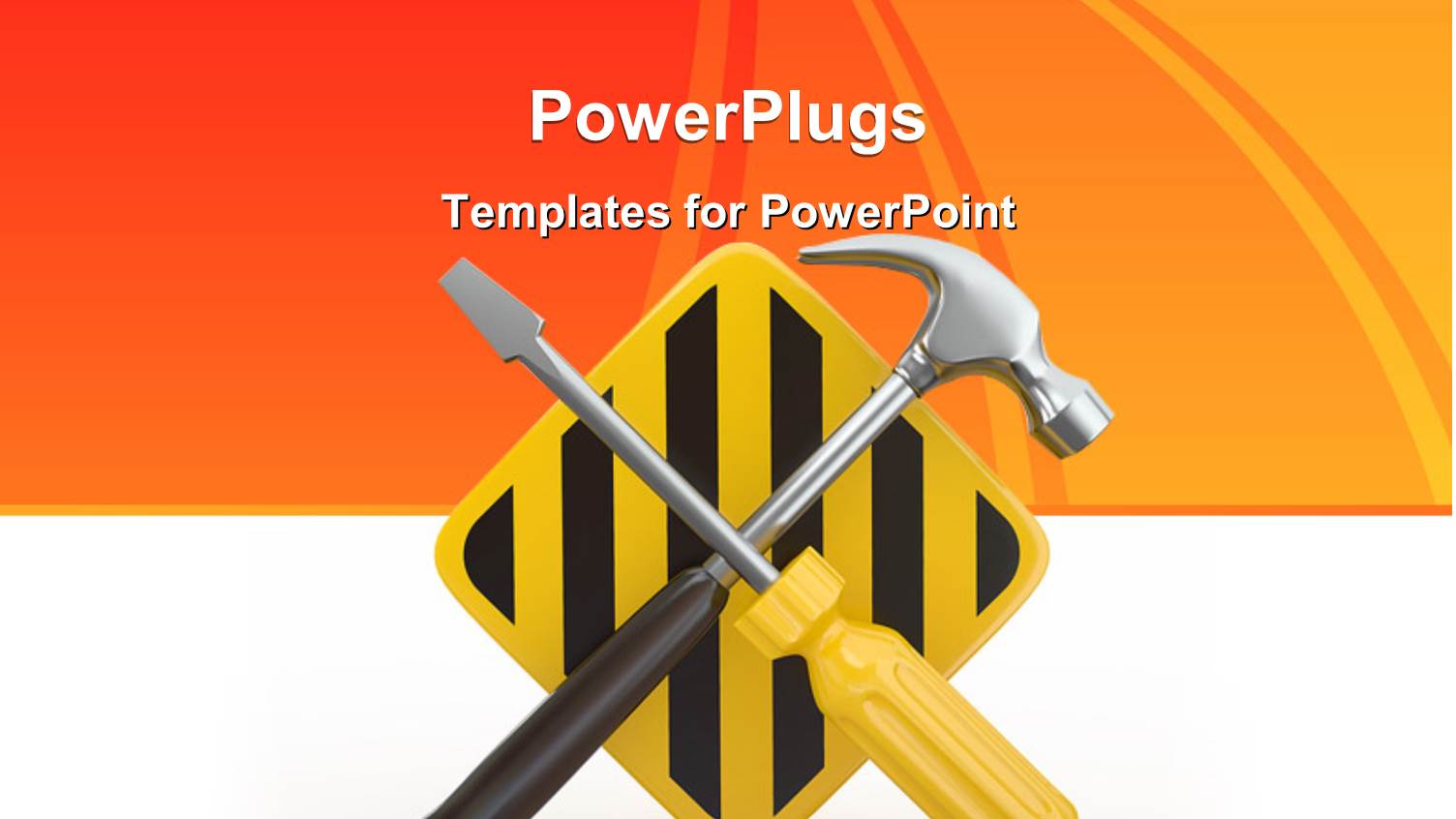 Construction Sign with Screwdriver and Hammer on White Background