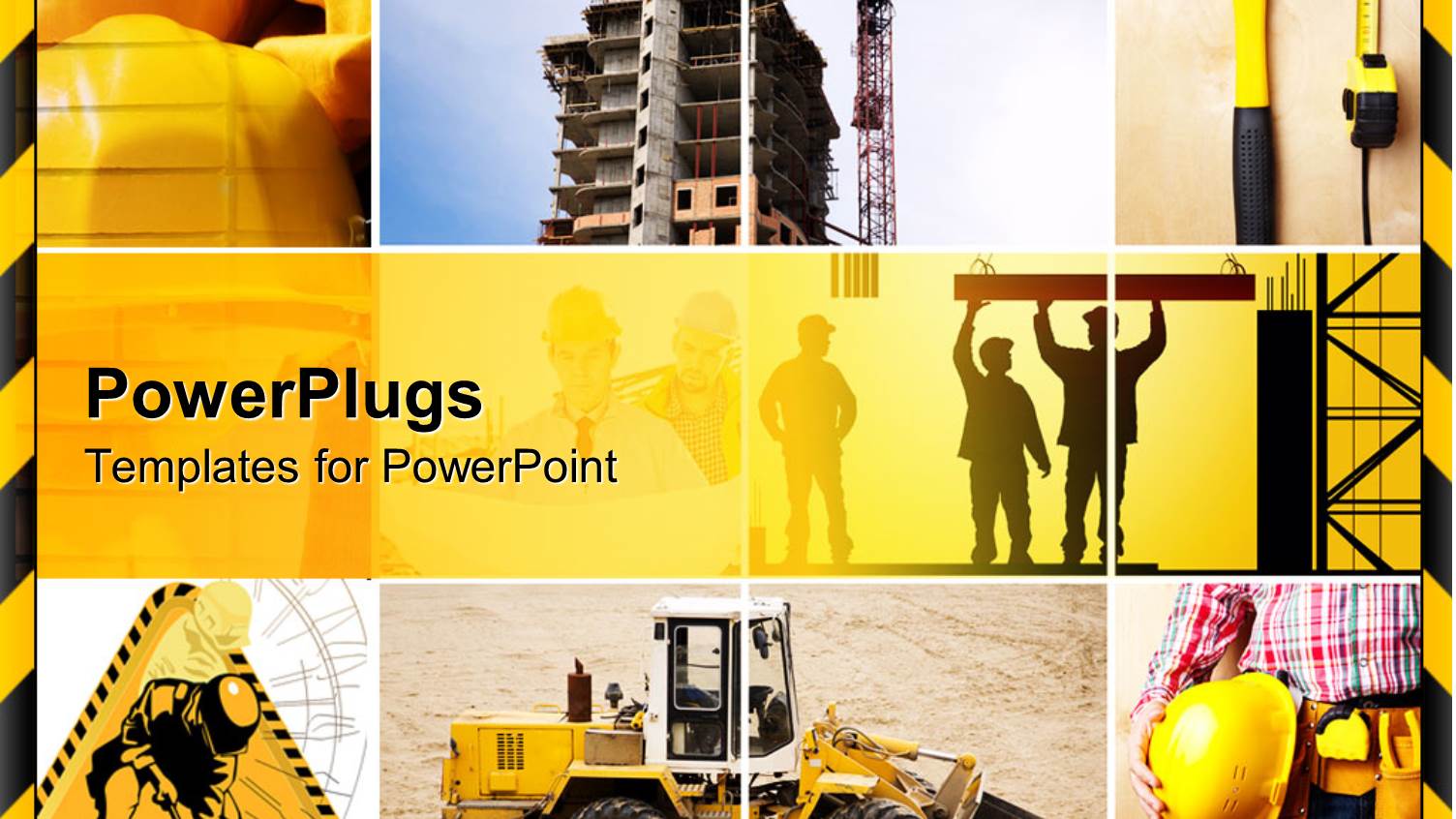 Construction Site with Men in Hardhats, Cranes and Trucks