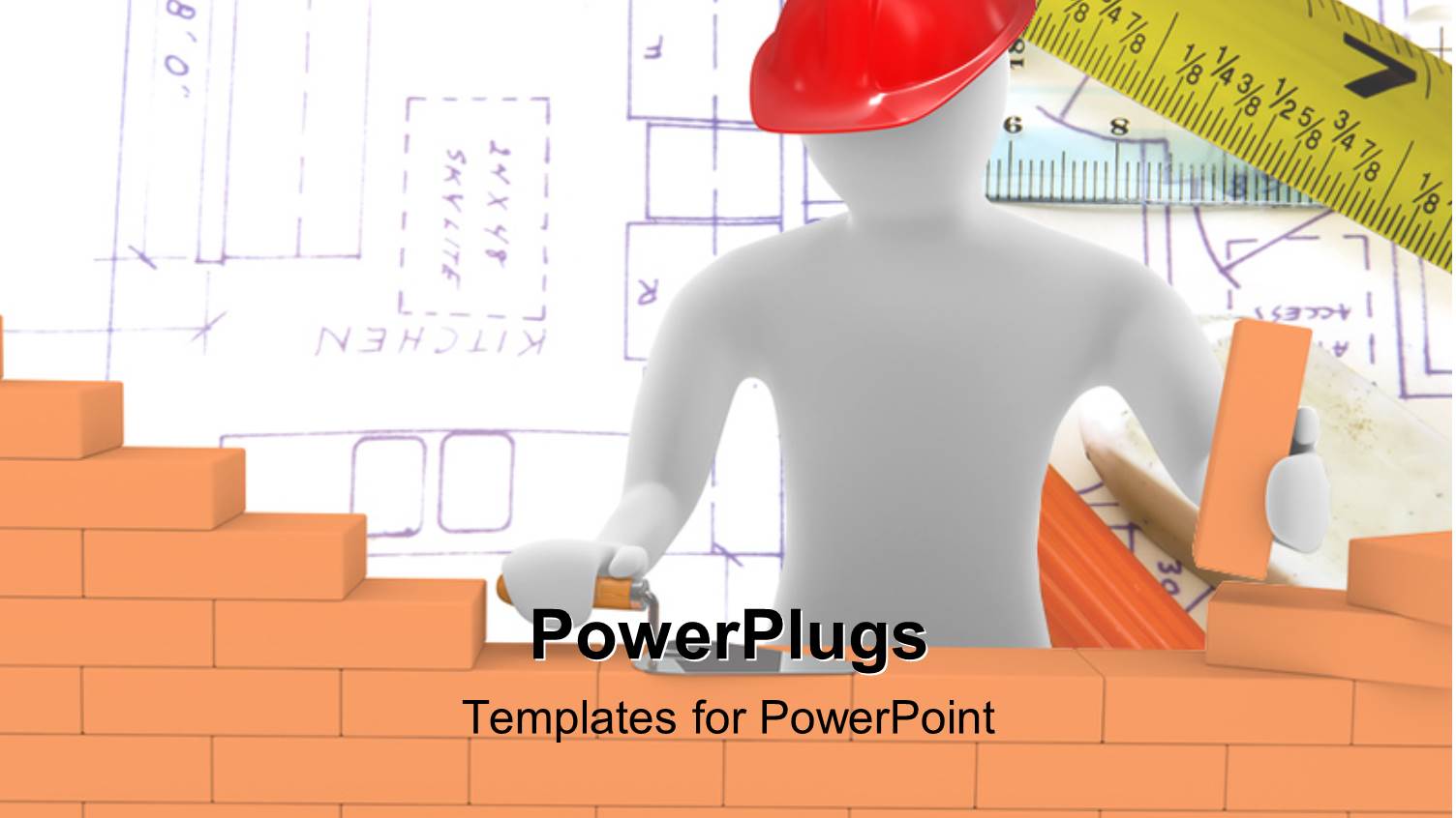 a Construction Worker Building a Wall with Design in the Background