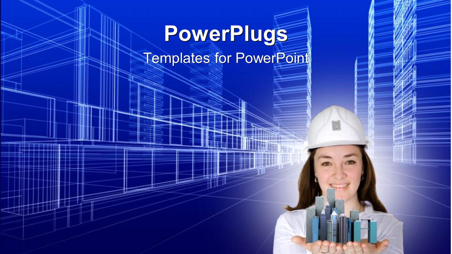 a Construction Worker with the Design and Skyscrapers in Background