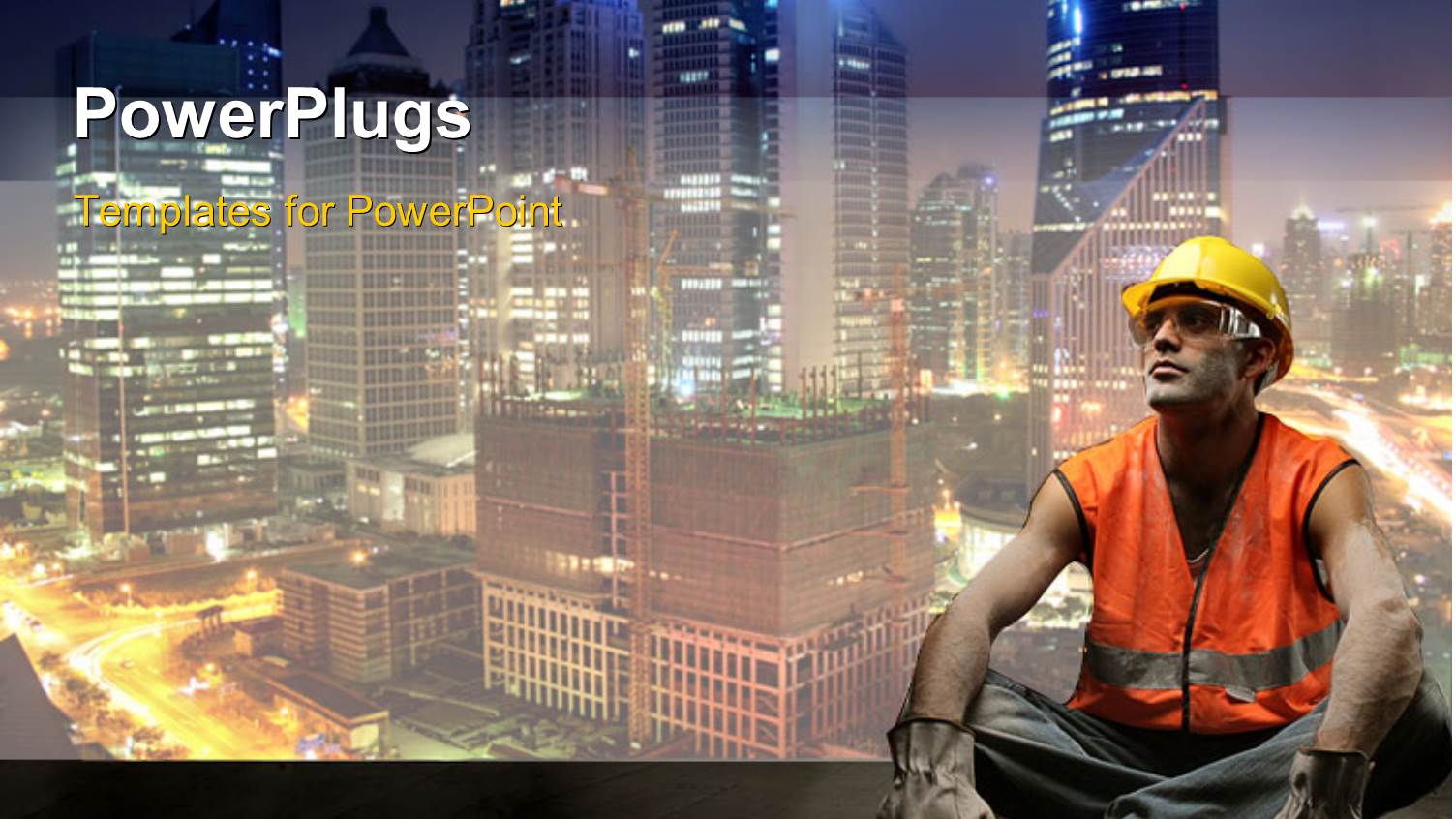 a Construction Worker with Skyscrapers in the Background