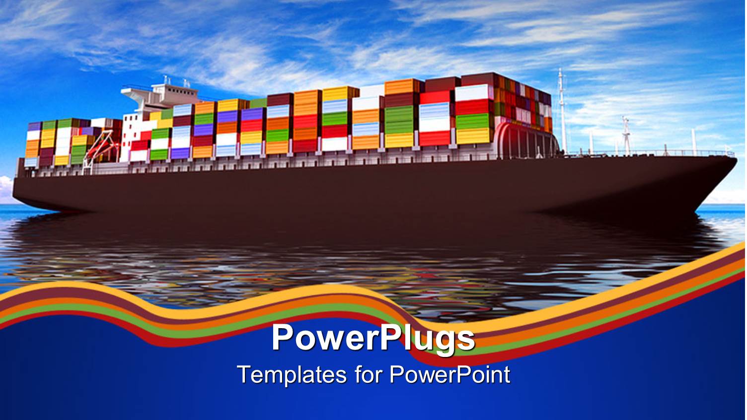 Container Ship on a Calm Sea with Clear Sky Background