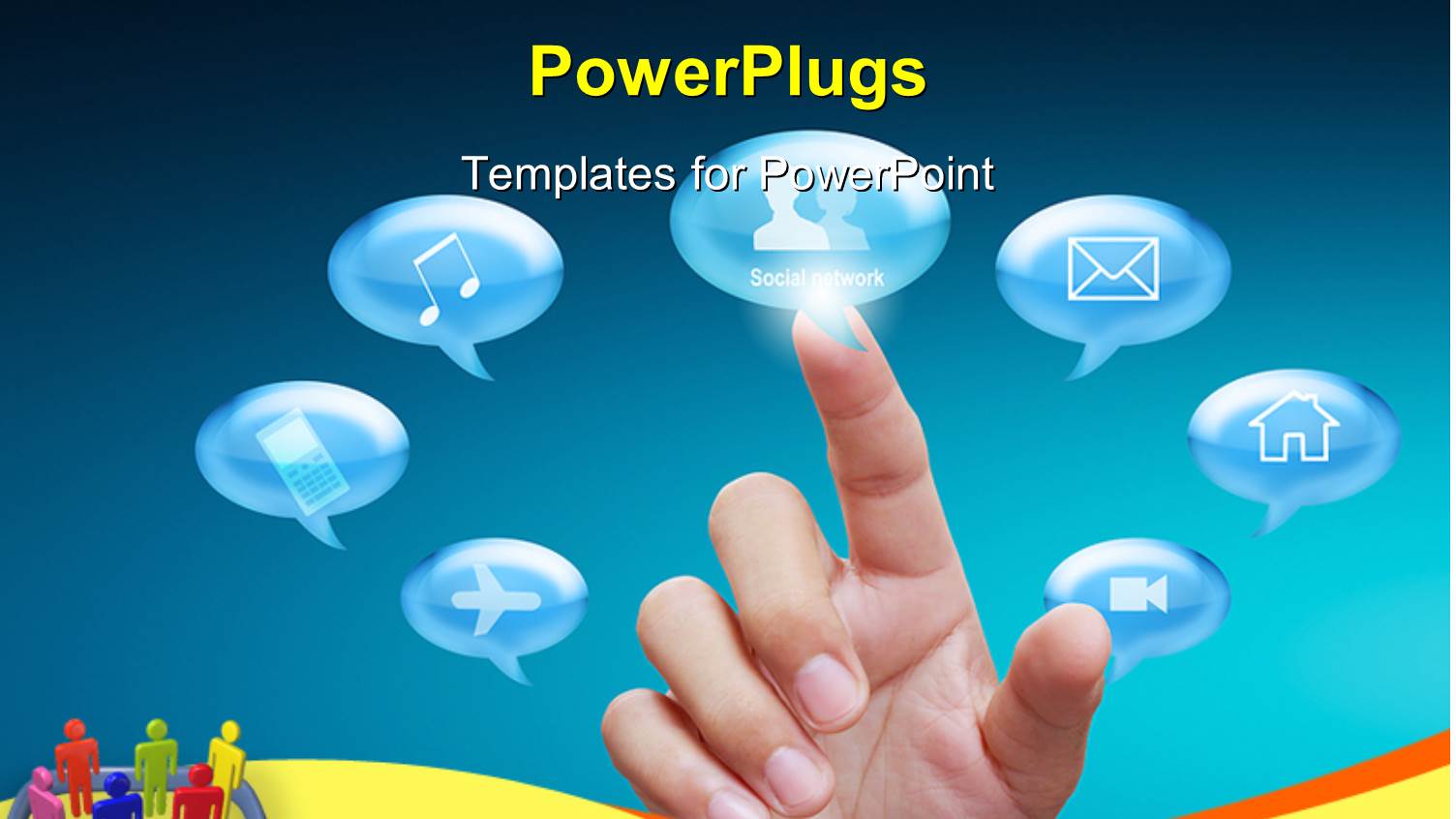 Conversation Bubbles with Various Icons and Finger Touching Social Network Option