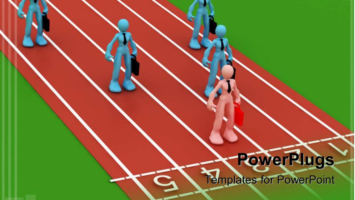 Corporate Race Competition Metaphor with Business People on Track