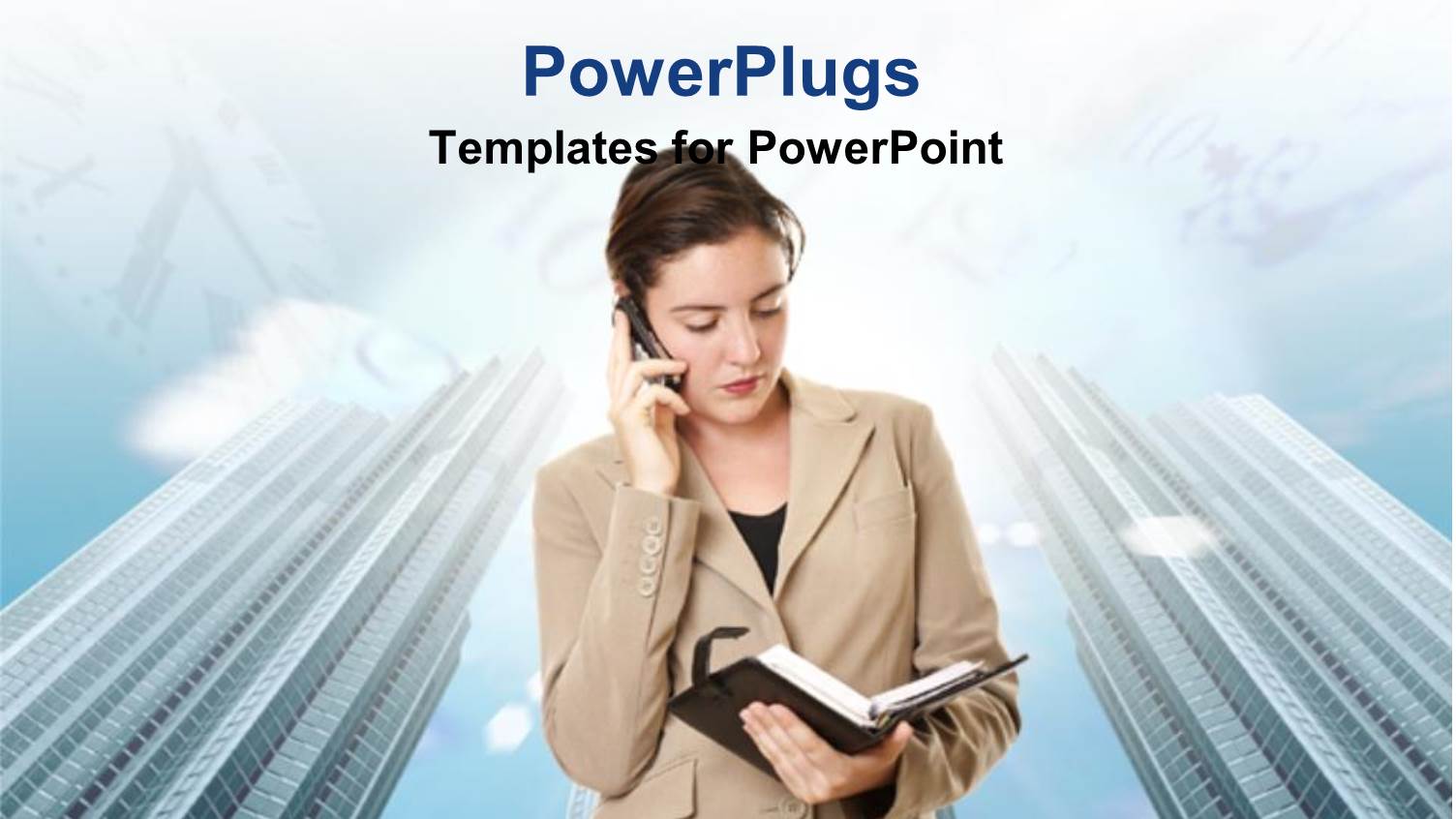 a Corporately Dressed Lady Holding a Book and Making  Call