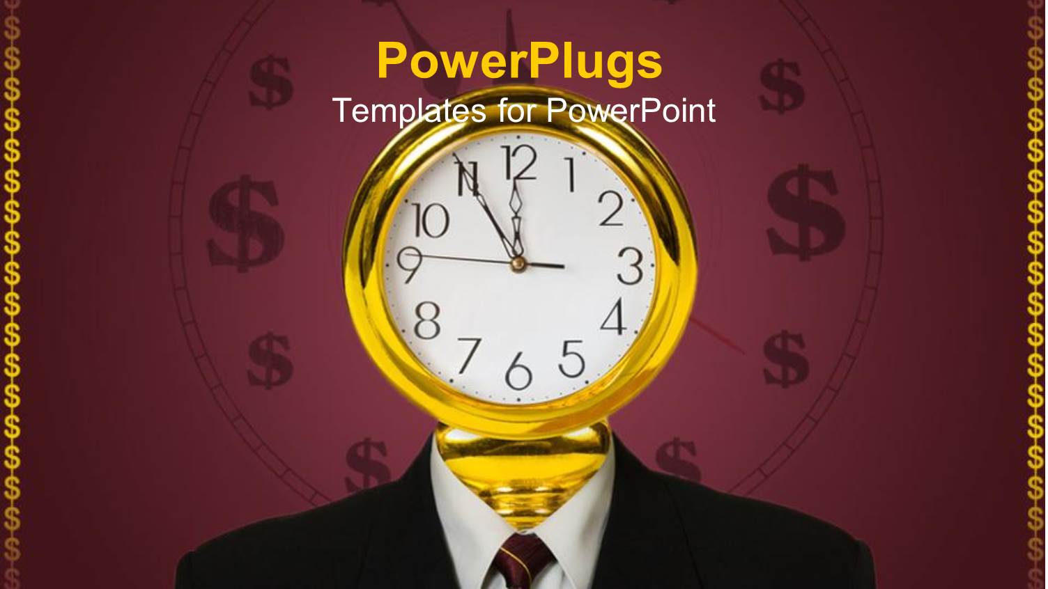 Corporately Dressed Man with a Golden Clock for a Head