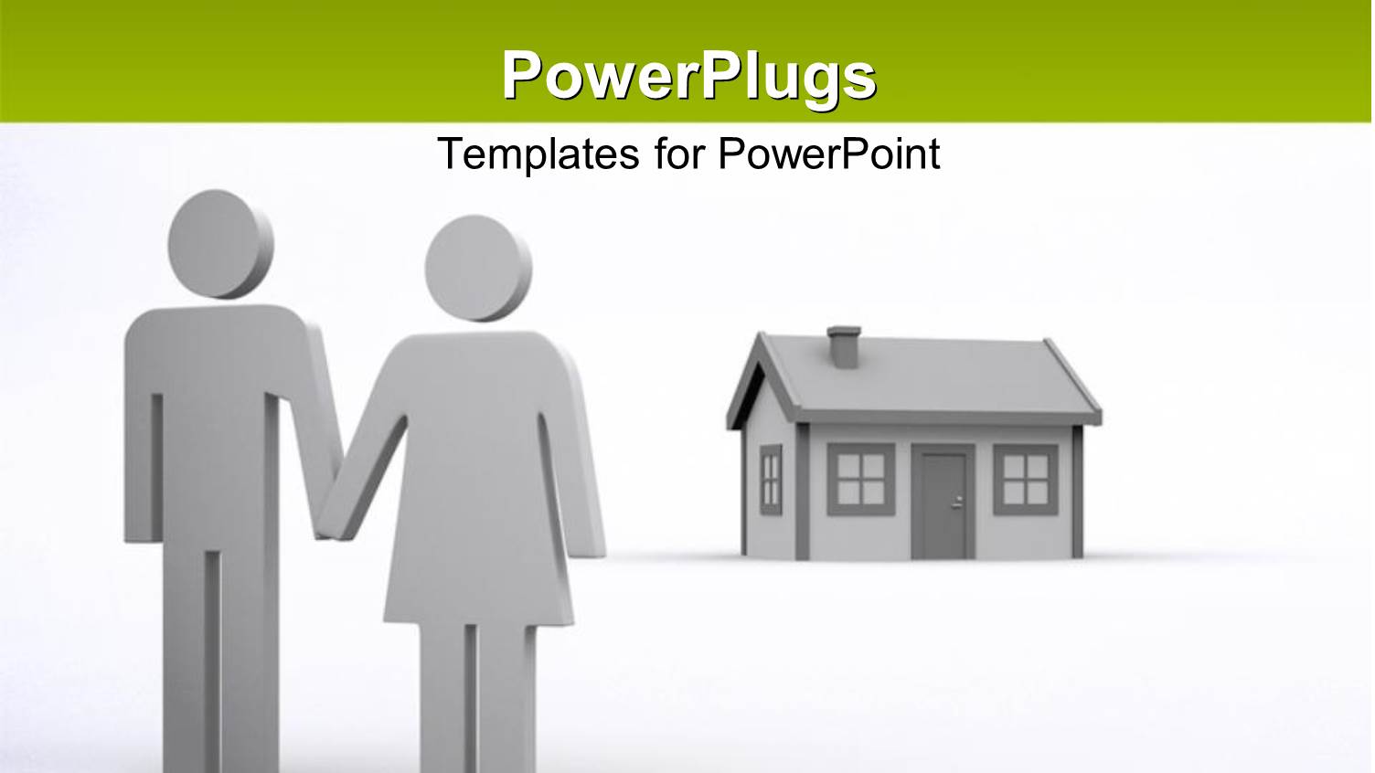 Couple Hold Hands with small Residential House on White Background