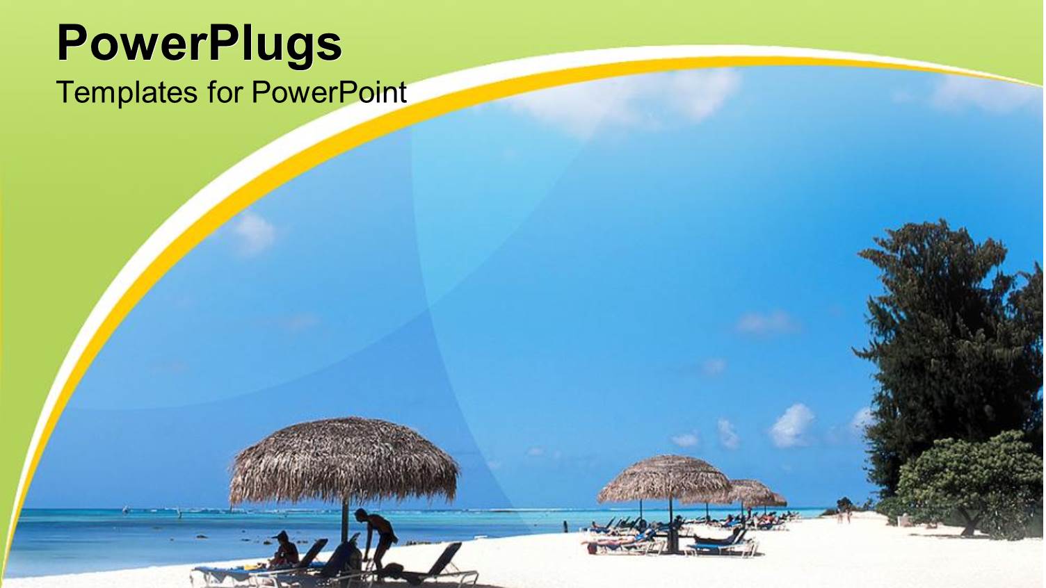 Couple Spending Holiday at Beach with Blue Sky and Beach Huts