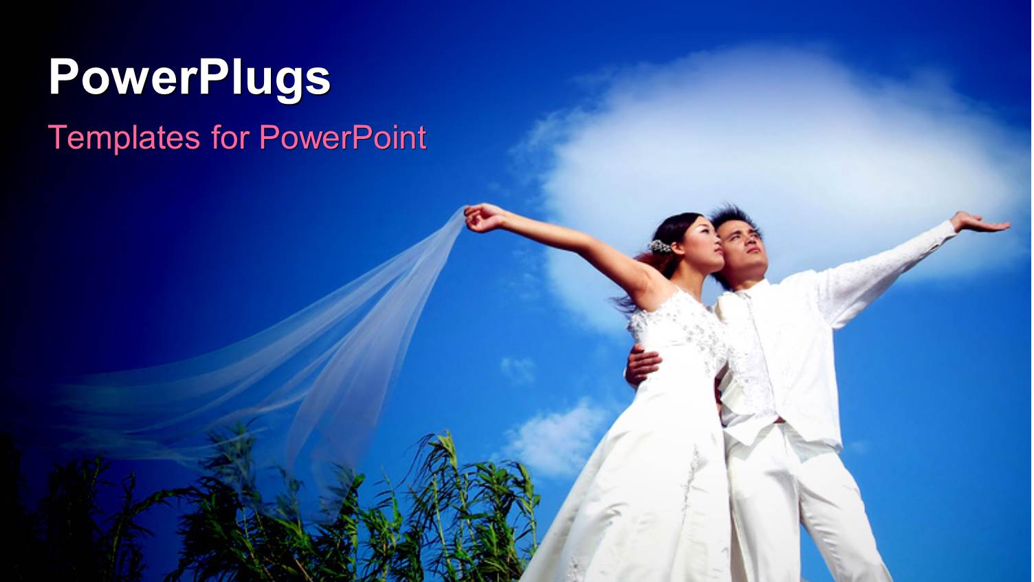 a Couple on their Wedding Day Starring into the Sky