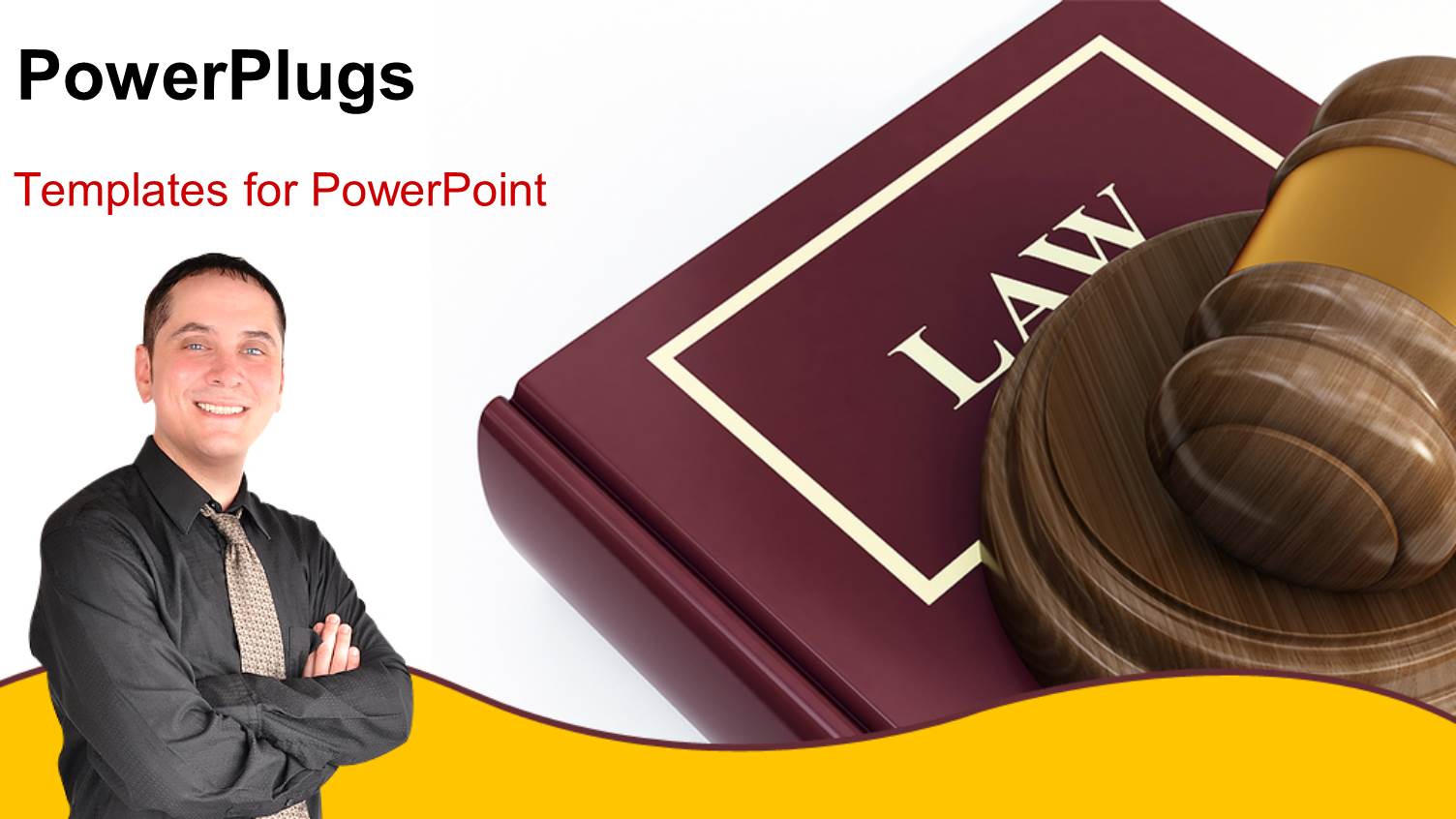 a Young Smiling Man Beside a large Law Book Abd a Gavel