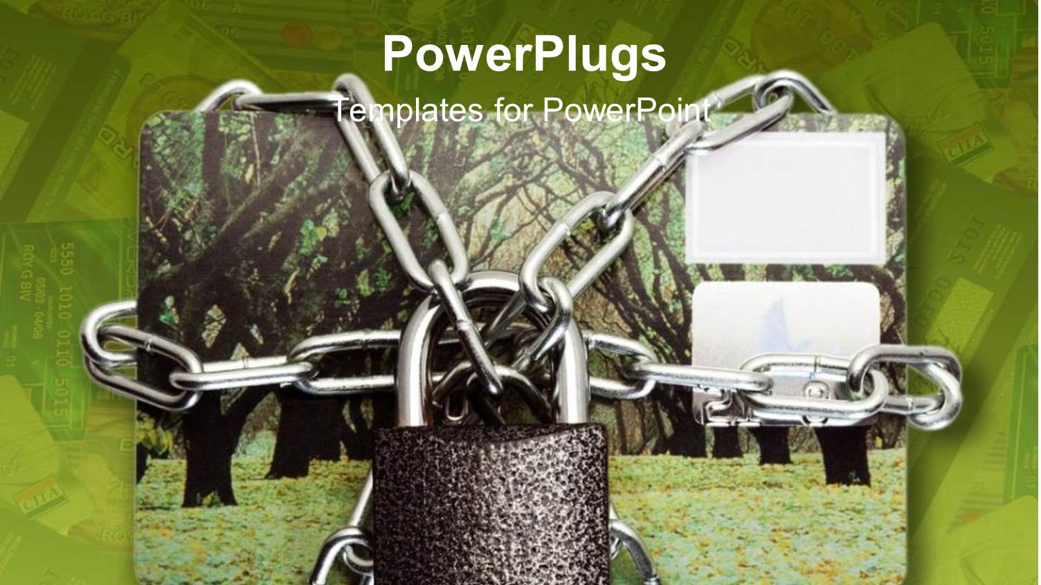 Credit Card Protected by Iron Chain and Padlock