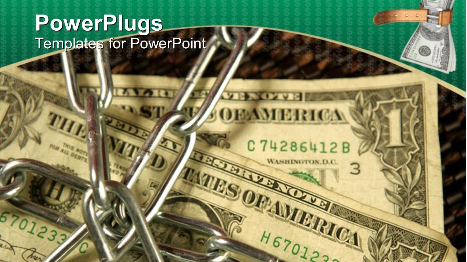 Crisscrossed Silver Chains Over Dollar Bills