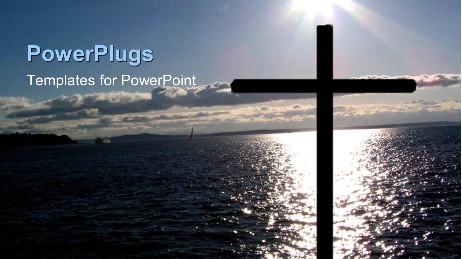 Cross Silhouette in Front of Sea Water and Sun Reflected on the Water