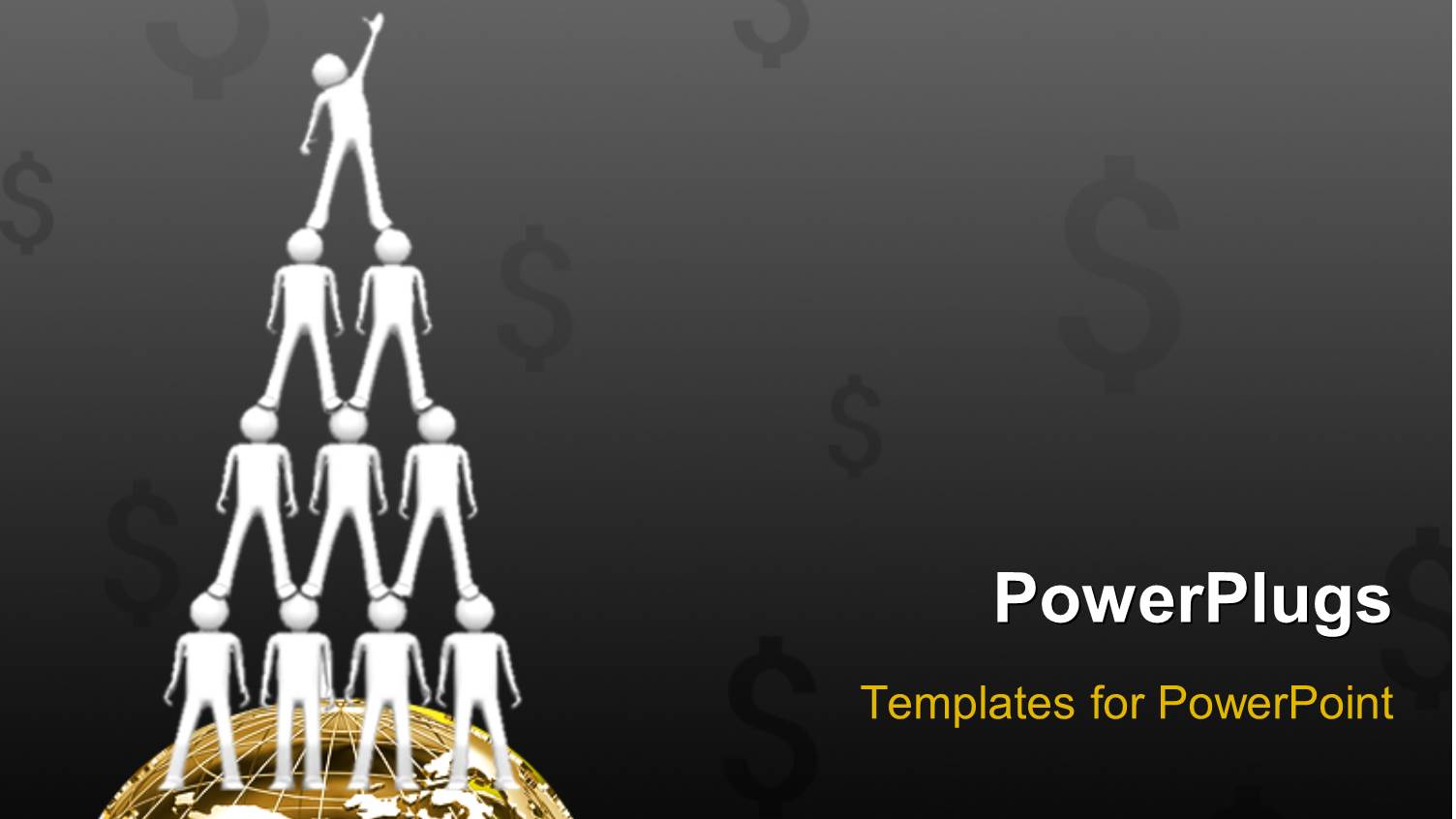 Crowd One Over other Forming Series Standing Over the Globe with Dark Grey Color and Dollar Signs