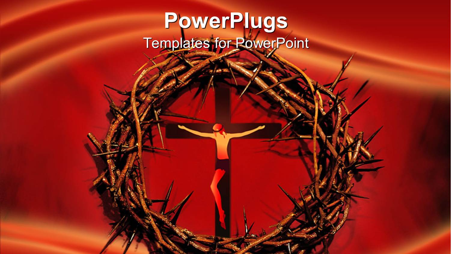 Crown of Thorns Encircling Cross on Red Background