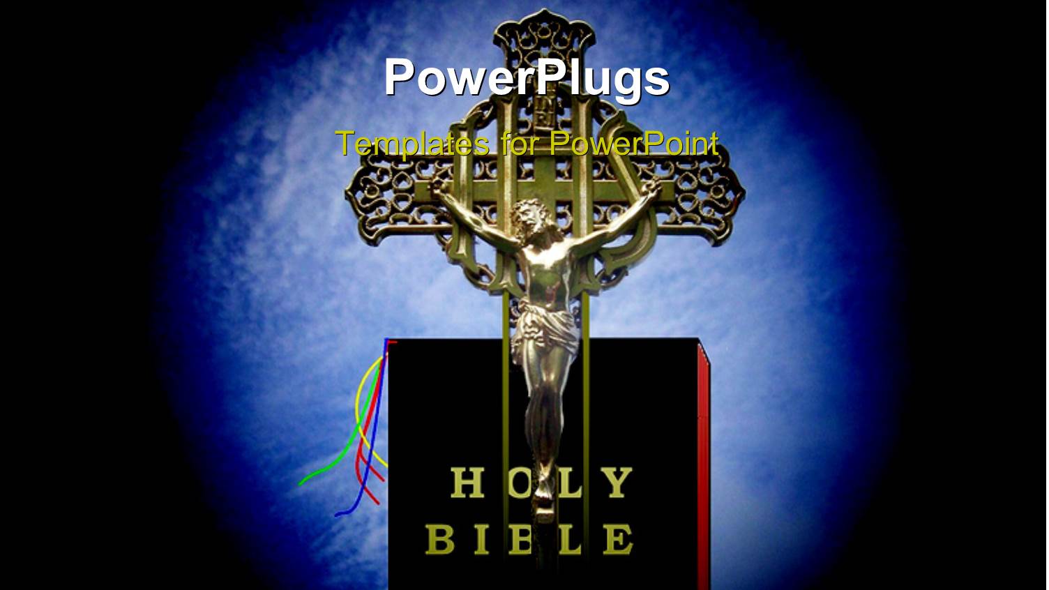 Crucifix with Christ Nailed to Cross on the Holy Bible