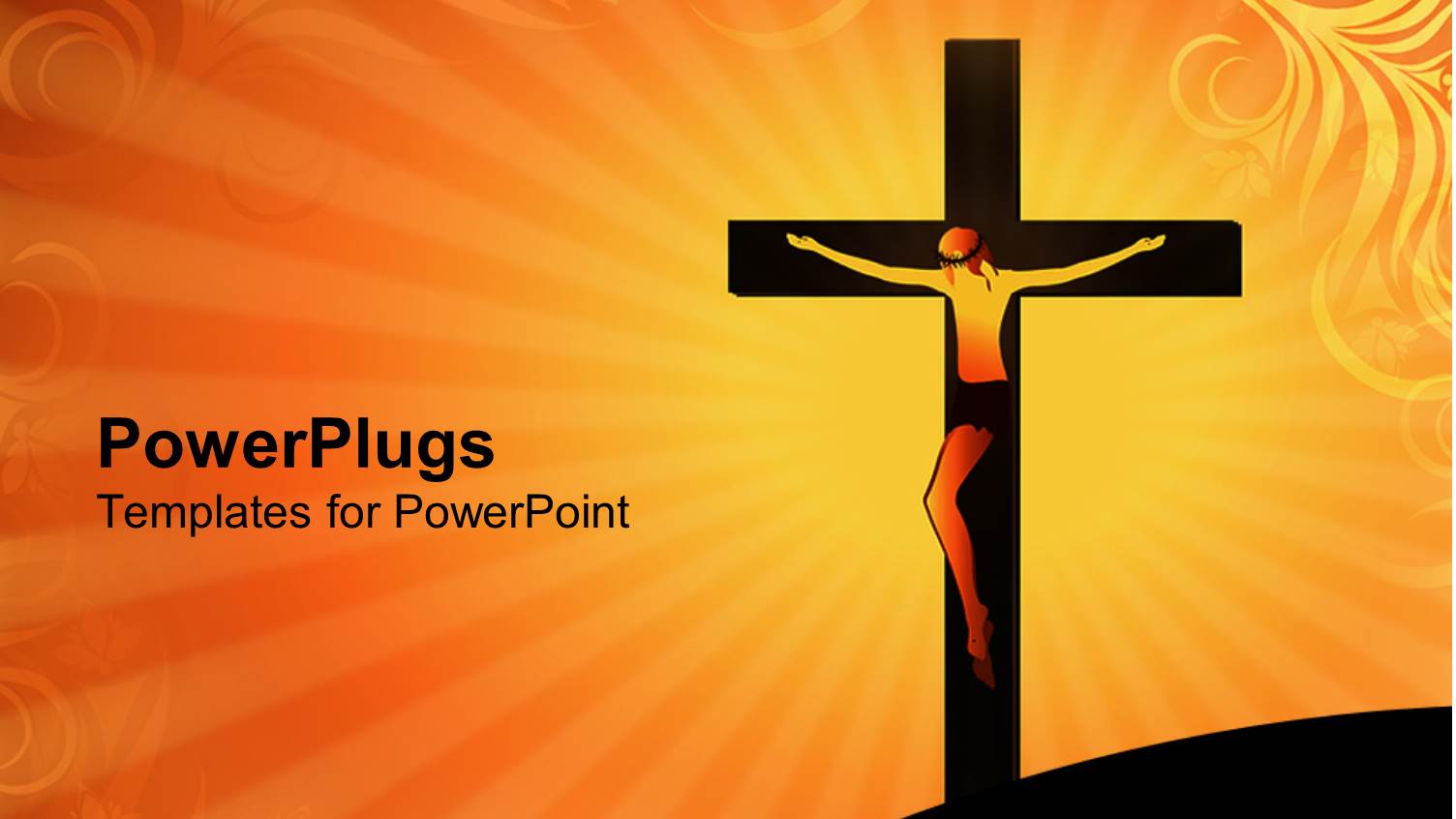 Crucifixion of Jesus Christ on Cross Over Orange Colored Background