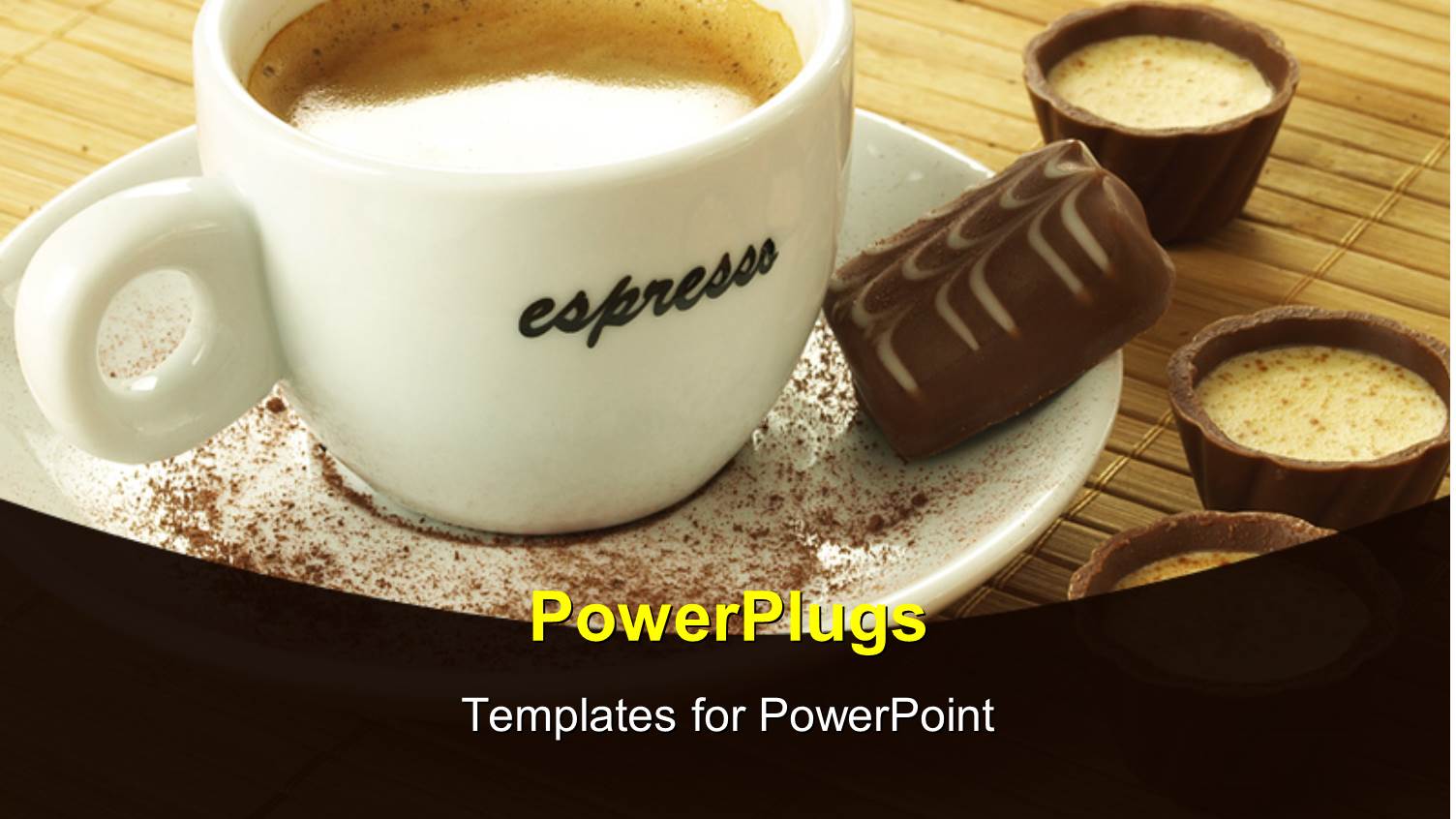 a Cup of Coffee on a White Saucer and a Chocolate Bar