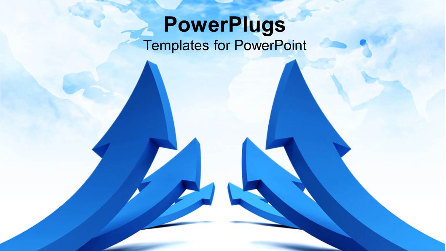 Curved Blue Arrows Pointing Up on a White Background