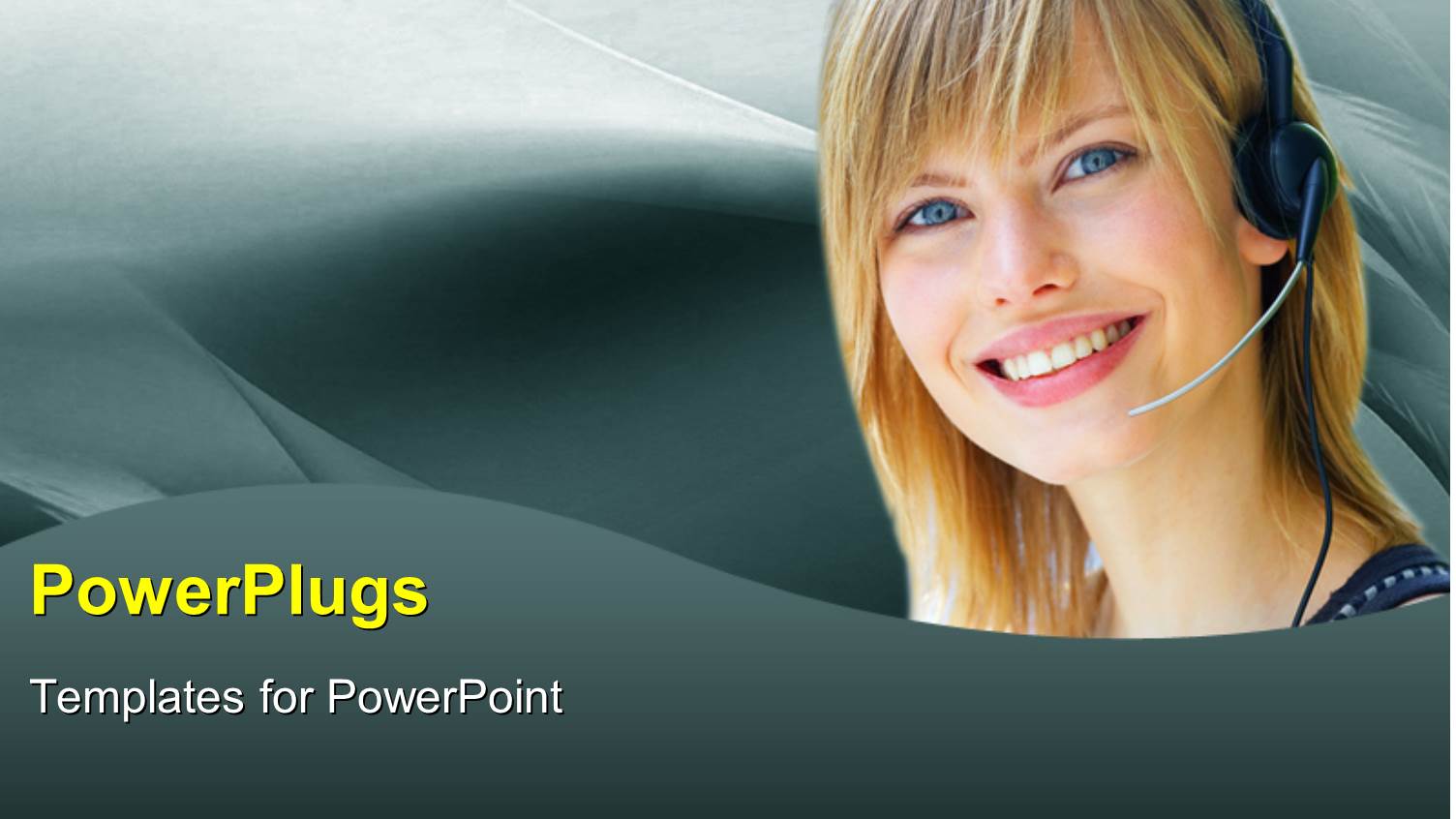 Customer Support Lady with Headphone and Microphone Over Grey Background 