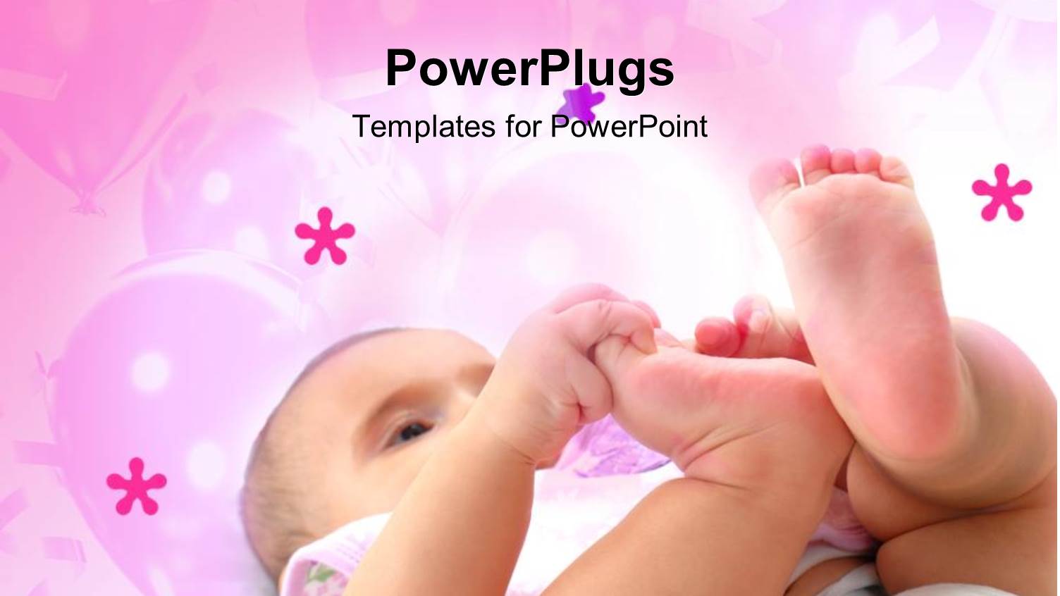 Cute Baby Boy Playing on a Floral Pink Background