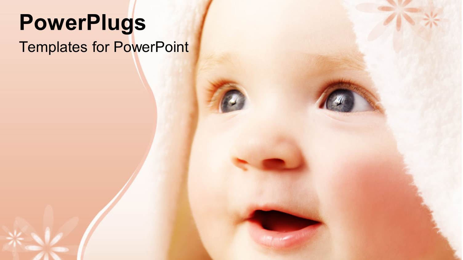 Cute Baby Face Close Up in Peach Background