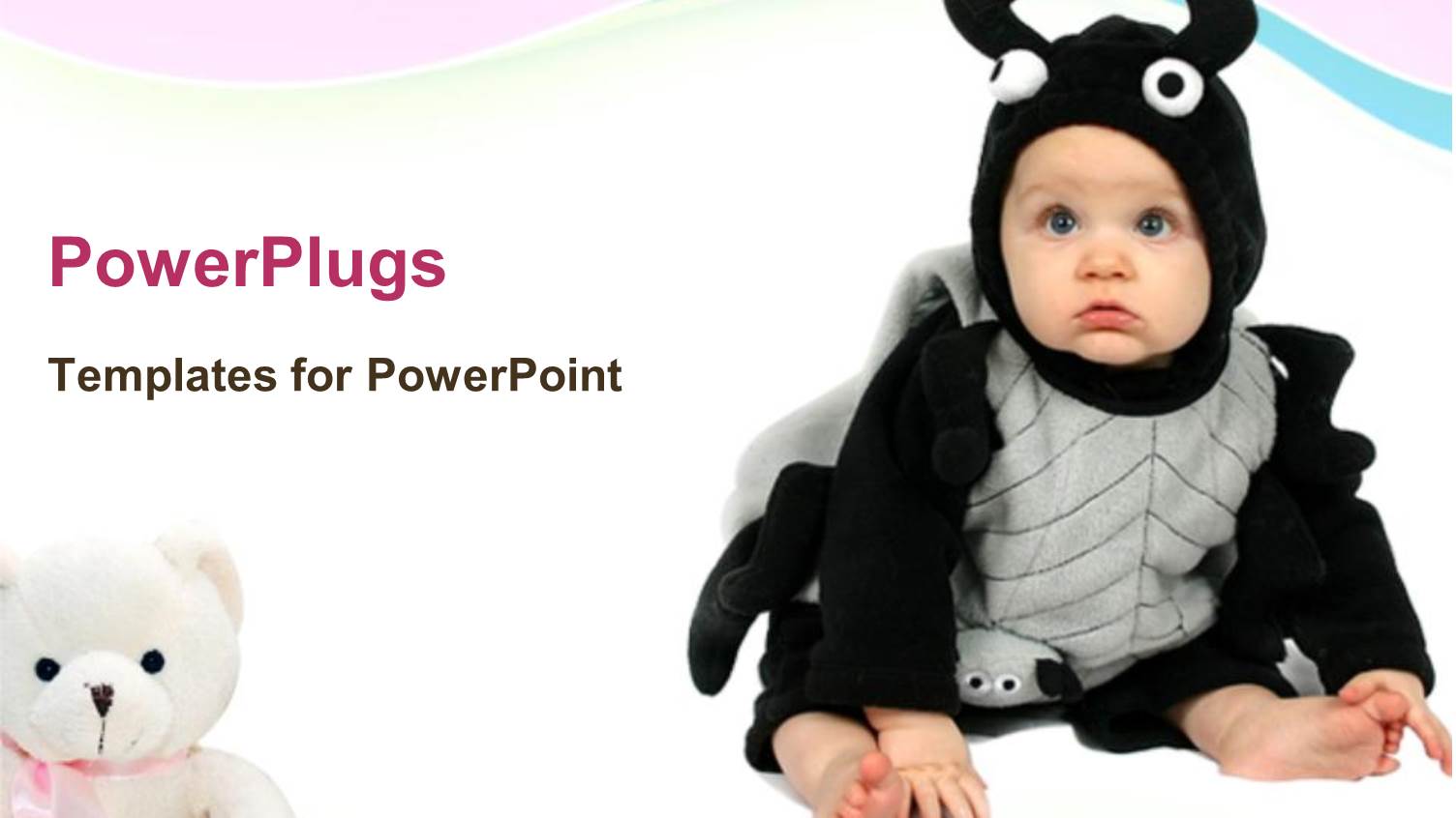 Cute Baby with a Teddy Bear on a White Background