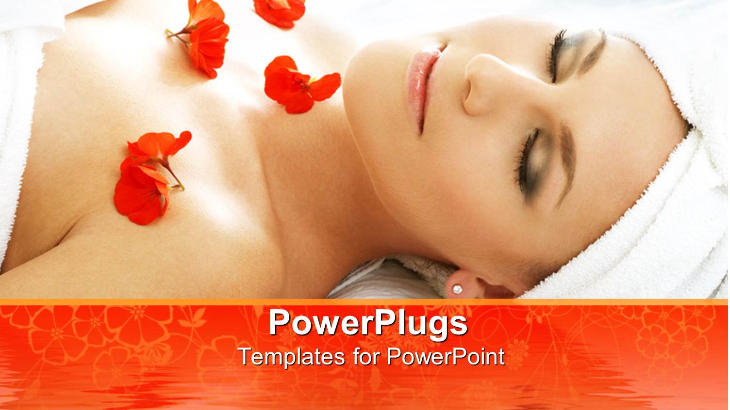 Cute Lady in Spa with Red Flowers on her Chest
