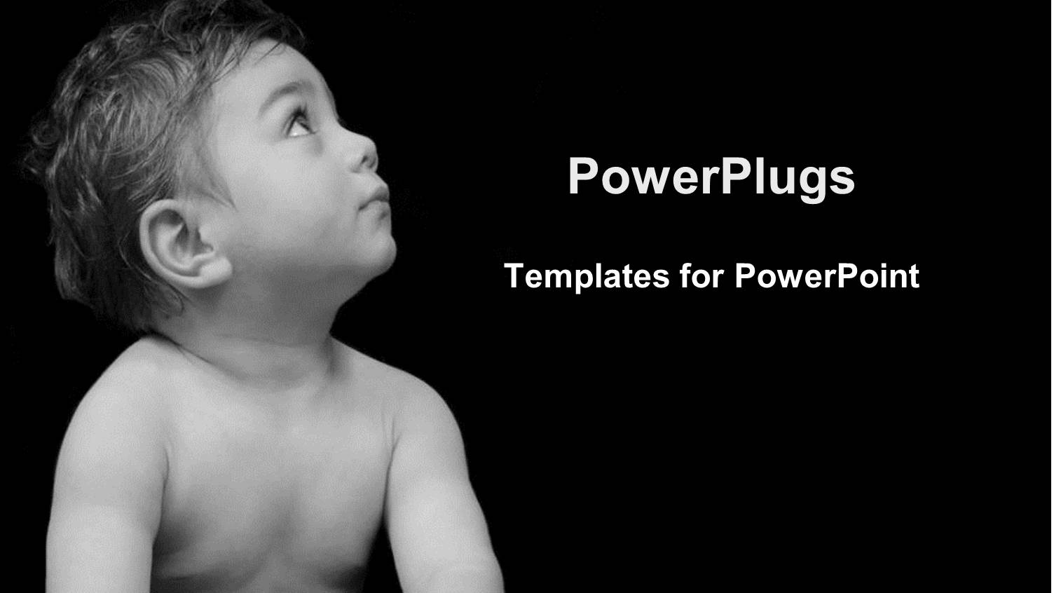 Cute Naked Baby Boy Staring with a Black Background