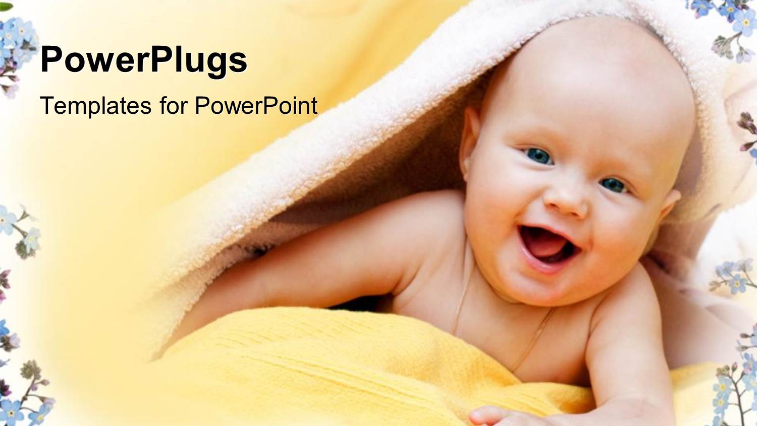 a Cute Smiling Bay Wrapped with a Yellow Towel